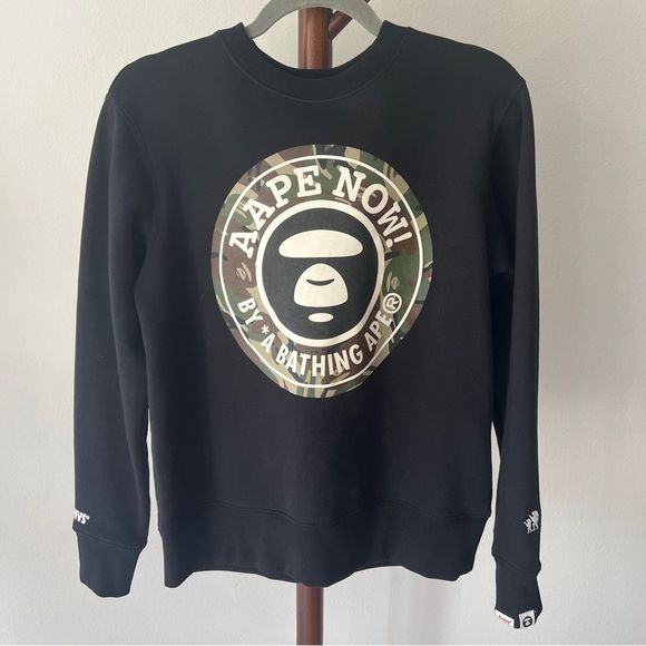 Pull Aape Col Rond Rouge XL - Coton, Logo Universe, Style Y2K Vintage, Occasion Très Bon État